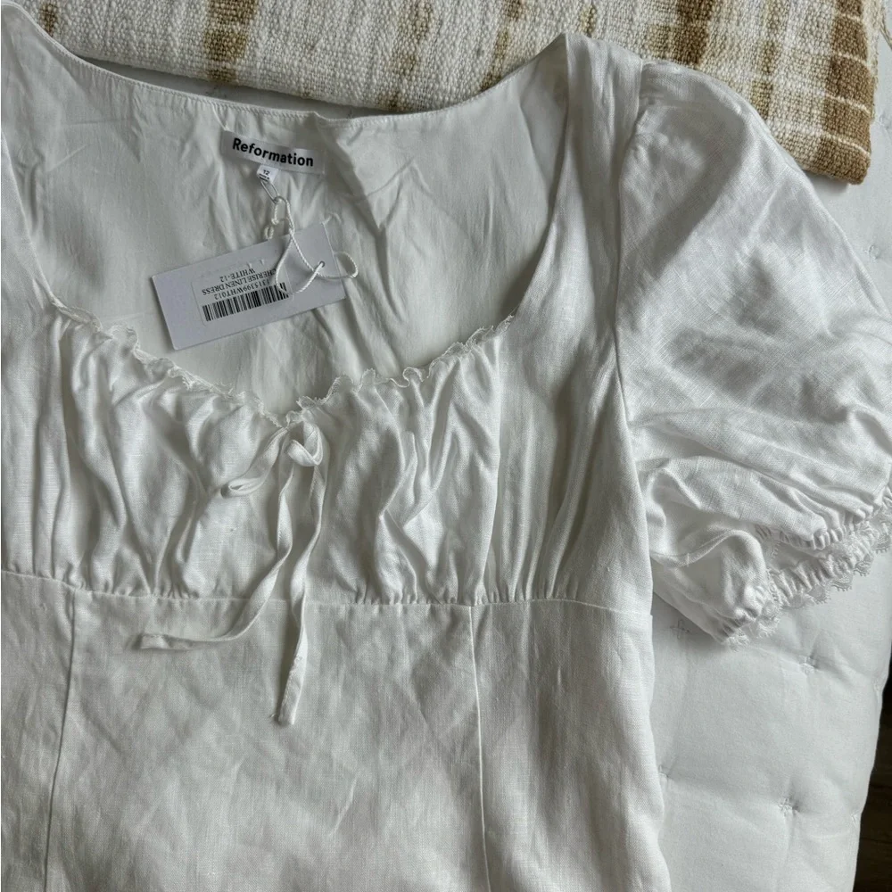 Reformation NWT 12 Cherise White Linen Maxi Dress